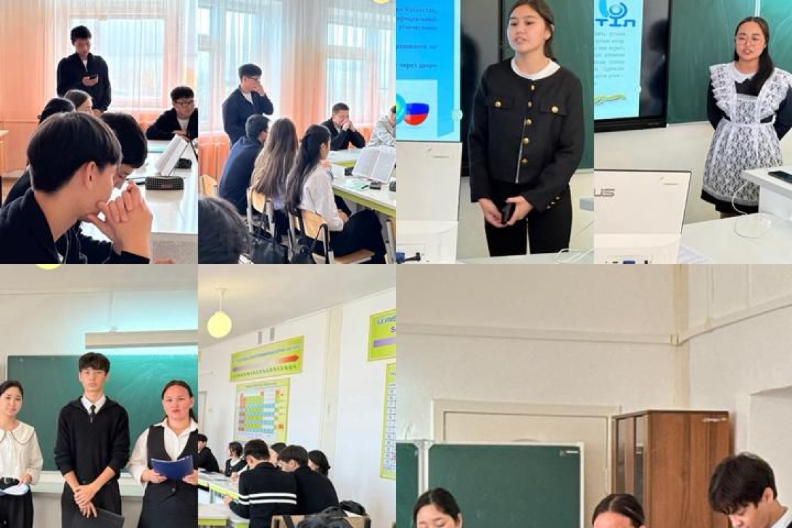 5-17 қыркүйек аралығында «Тіл - достықтың алтын көпірі» тақырыбында Қазақстан халқы тілдері мерекесінің онкүндігі аясында 11- сынып оқушыларымен «Тіл ұлттың жаны» тақырыбында 3 тілде дөңгелек үстел өтті.