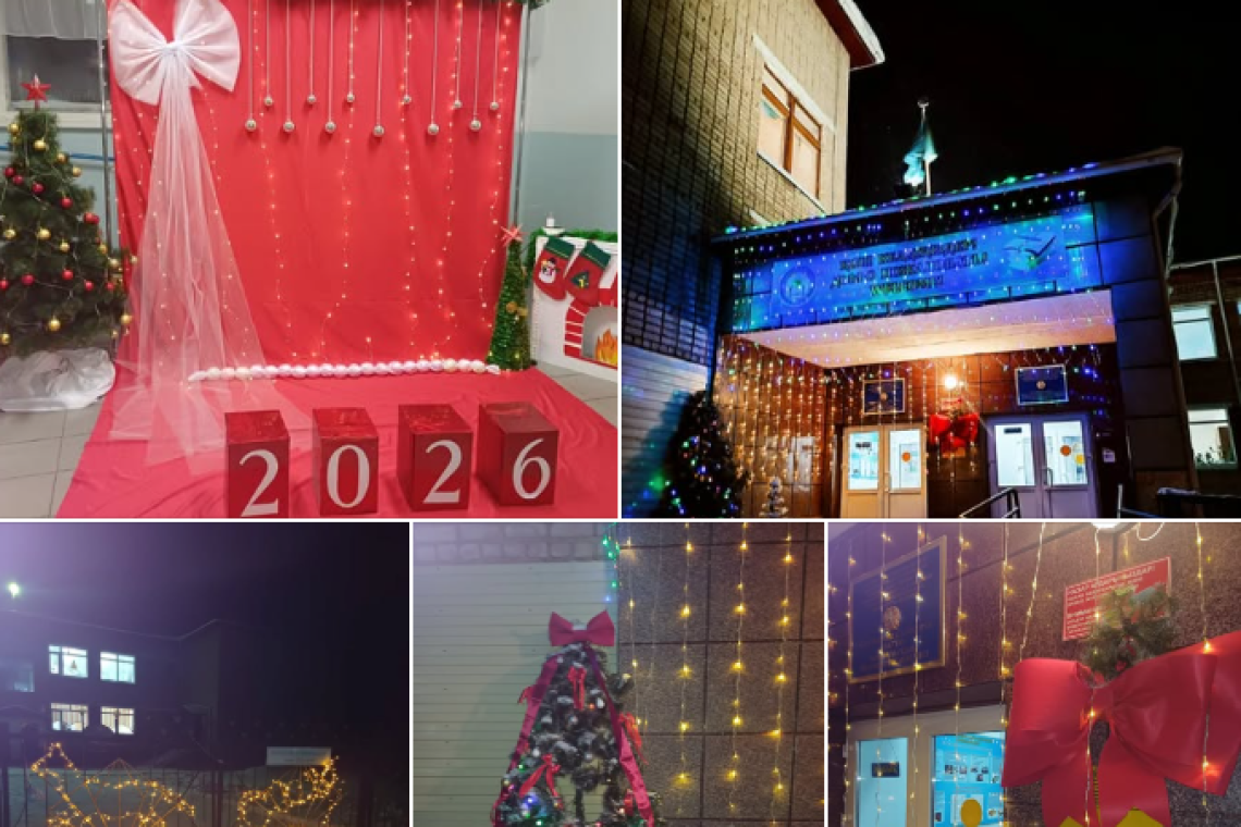  Саумалкөл қазақ орта мектебінің алды мен іші қысқы мерекеге орай ерекше сәнге бөленді.